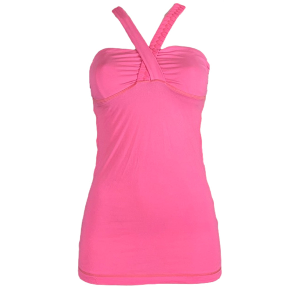 Lululemon Some Like It Hot Tank Top Pink Cross Straps Size 8
